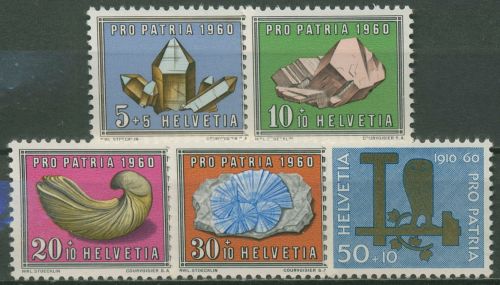 Schweiz 1960 Pro Patria Mineralien Steine Fossilien Handwerk 714/18 postfrisch