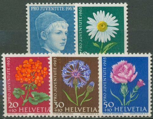 Schweiz 1963 Pro Juventute Knabenbildnis Blumen 786/90 y postfrisch