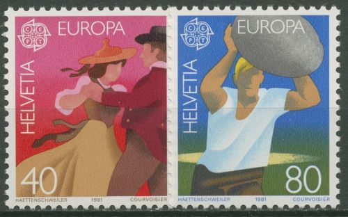 Schweiz 1981 Europa CEPT Folklore Tanz Steinstoßen 1197/98 postfrisch