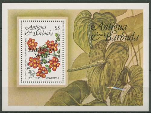 Barbuda 1984 UPU-Kongress Hamburg, Blüten Block 83 postfrisch (C72384)