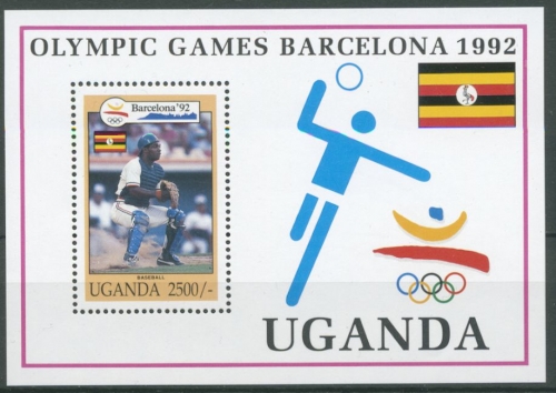 Uganda 1992 Olymp. Spiele Barcelona Baseball Block 172 postfrisch (C23552)