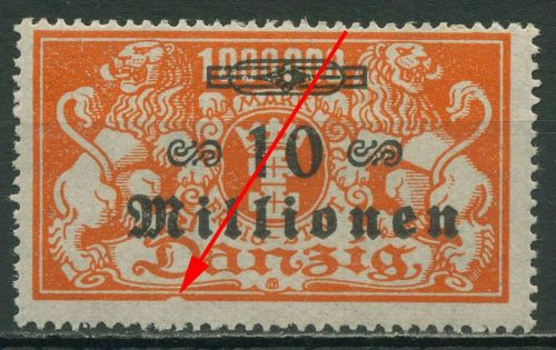 Danzig 1923 Freimarke mit Aufdruck mit Plattenfehler 168 PF ? mit Falz