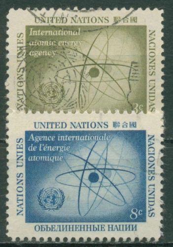UNO New York 1958 Atomenergie-Organisation IAEA Atomkern 66/67 gestempelt