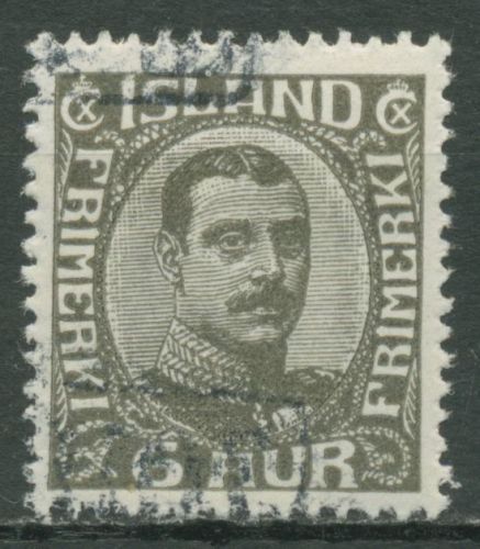 Island 1920 König Christian X. im Oval 87 gestempelt