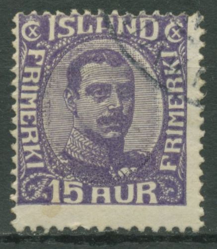 Island 1920 König Christian X. im Oval 90 gestempelt