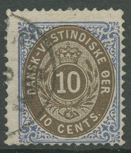 Dänisch Westindien 1876 Ziffer im Rahmen 11 I a gestempelt