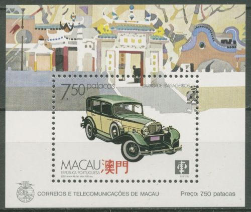 Macau 1988 Transportmittel Auto PKW Block 8 postfrisch (C62641)