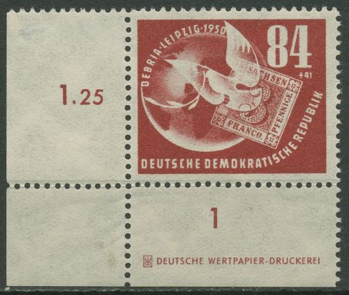 DDR 1950 Briefmarken-Ausstellung DEBRIA Leipzig 260 DZ postfrisch, Mängel