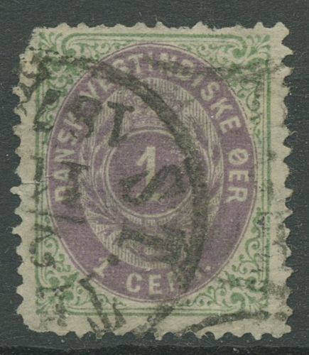 Dänisch Westindien 1873 Ziffer im Rahmen 5 I a gestempelt, Mängel