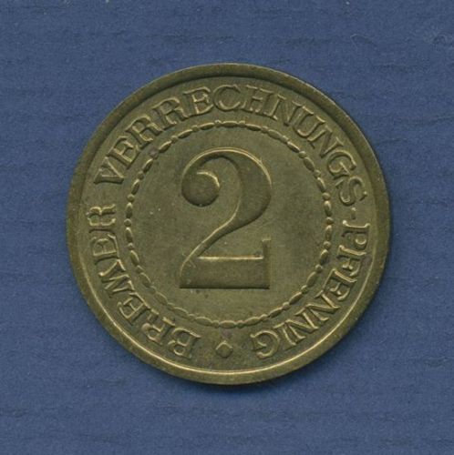 Bremen 2 Verrechnungs-Pfennig 1924, J N43 Messing, vz (m6246)