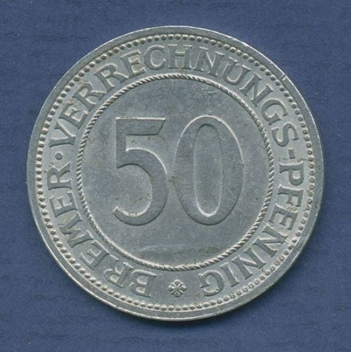Bremen 50 Verrechnungs-Pfennig 1924, J N44 ss-vz (m6241)