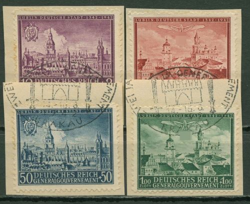 Generalgouvernement 1942 600 Jahre Stadt Lublin 92/95 Sonderstempel Briefstücke