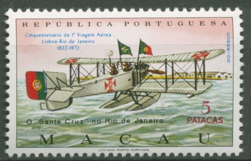 Macau 1972 Flugstrecke Lissabon-Rio de Janeiro Flugzeug 455 postfrisch