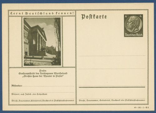 Dt. Reich 1934 Bildpostkarte Posen Theater P 236 ungebraucht (X40785)