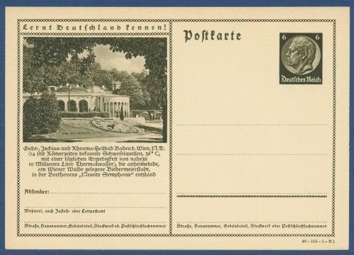 Dt. Reich 1934 Bildpostkarte Baden bei Wien P 236 ungebraucht (X40766)