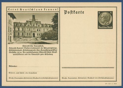 Dt. Reich 1934 Bildpostkarte Nieder-Lindewiese P 236 ungebraucht (X40765)