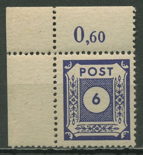 SBZ Ost-Sachsen 1945 Ziffernserie 58 b Ecke oben links postfrisch, durchgezähnt