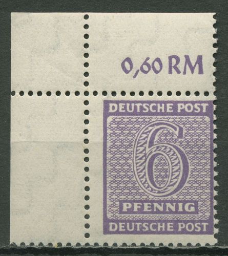 SBZ West-Sachsen 1945 Ziffern 129 X w Ecke 1 oben links postfrisch, durchgezähnt