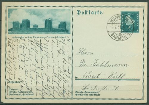 Deutsches Reich 1931 Bildpostkarte Tannenberg P 191 /028 gebraucht (X40496)