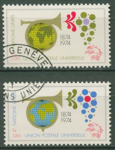 UNO Genf 1974 Weltpostverein UPU Posthorn 39/40 gestempelt