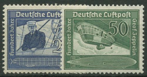 Deutsches Reich 1938 Graf von Zeppelin 669/70 mit Falz