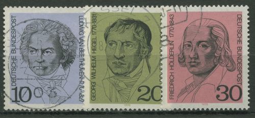 Bund 1970 Ludwig van Beethoven Georg Hegel Friedrich Hölderlin 616/18 gestempelt