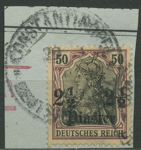 Dt. Post in der Türkei 1905/13 Germania mit Aufdruck 42 x gestempelt, Briefstück