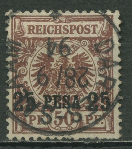 Deutsch-Ostafrika 1893/96 Krone/Adler mit Aufdruck 5 II a gestempelt, Zahnfehler
