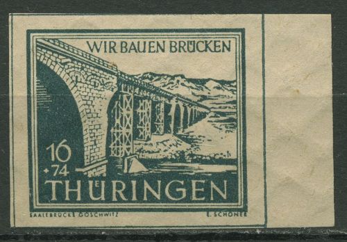 Thüringen 1946 Wiederaufbau zerstörter Brücken 114 y postfrisch geprüft