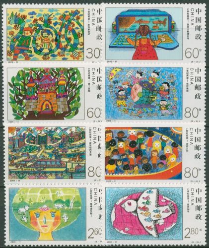 China 2000 Das neue Jahrtausend Kinderzeichnungen 3148/55 postfrisch
