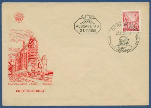 DDR 1953 Fünfjahrplan (I) Berlin Stalinallee Ersttagsbrief 371 FDC (X40931)