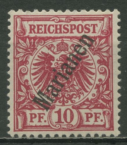 Marianen 1900 Krone/Adler mit Aufdruck 3 II b mit Falz, geprüft