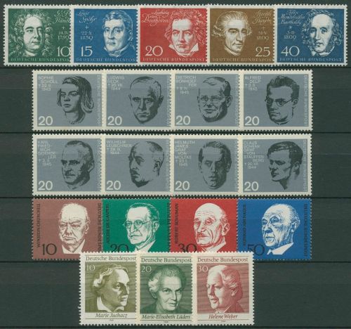 Bund 1959/69 Blockeinzelmarken aus Block 2/5 postfrisch komplett (SG80275)