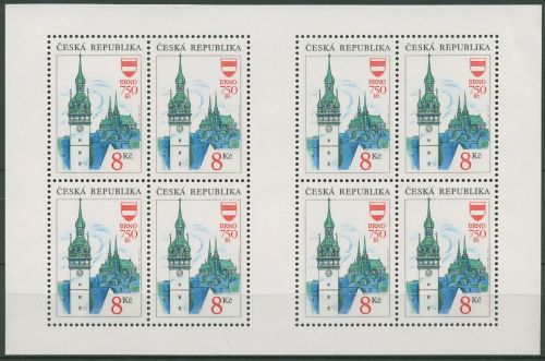 Tschechische Republik 1993 Brno Brünn Kleinbogen 9 K postfrisch (C90560)