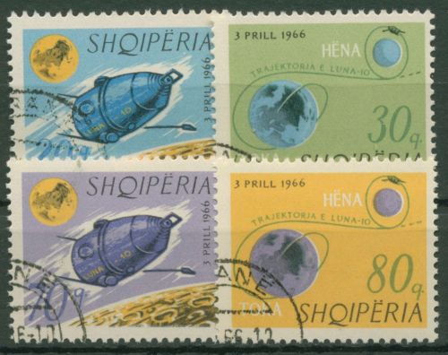 Albanien 1966 Raumfahrt Mondsonde Luna 10 1067/70 gestempelt