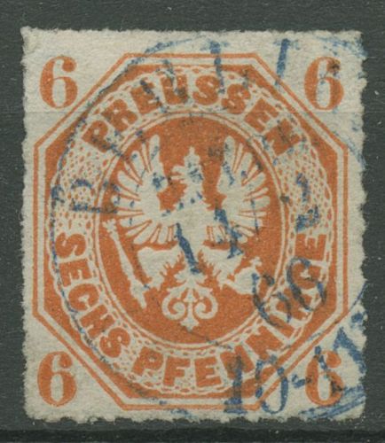 Preußen 1861 Wappenadler 15 a gestempelt K2 BERLIN, blau