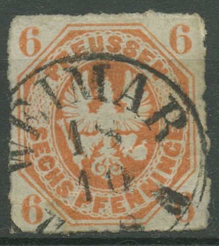Preußen 1861 Wappenadler 15 a gestempelt Thurn u. Taxis-K1 WEIMAR