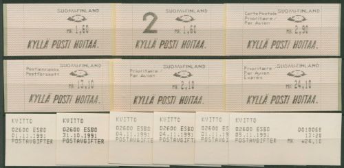Finnland ATM 1991 Wellenlinien Zudrucksatz ATM 10.1 ZS 1 postfrisch