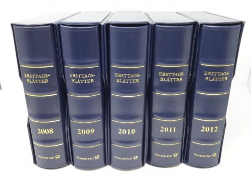 5 x ETB Ersttagsblatt Album+Kassette+50 Hüllen DEUTSCHE POST gebraucht (Z2865)