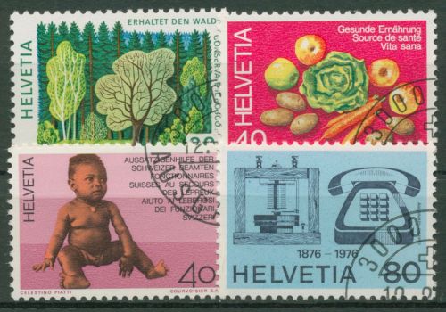 Schweiz 1976 Ereignisse Waldgesetz Ernährung Telefon 1069/72 gestempelt