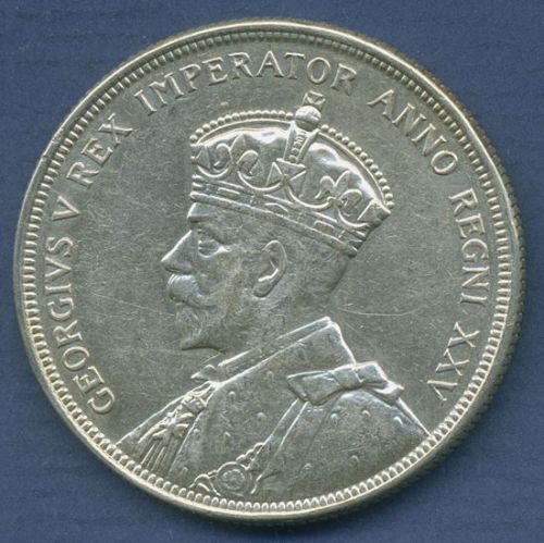 Kanada Dollar 1935, Thronjubiläum Georg V. Kanu, KM 30 vz, Randfehler (m6300)