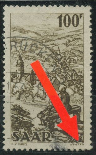 Saarland 1949 Bliestal mit Wiebelskirchen, mit Plattenfehler 288 II gestempelt