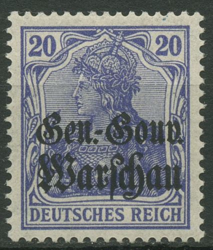 Deutsche Post in Polen 1916/17 Germania mit Aufdruck 13 d mit Falz geprüft