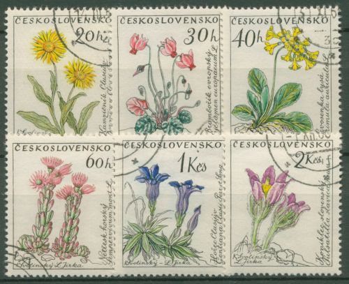 Tschechoslowakei 1960 Blumen: Gemswurz, Küchenschelle, Enzian 1234/39 gestempelt