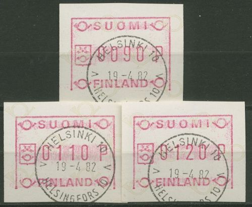 Finnland ATM 1982 kl. Posthörner Grundlinie fehlt Satz ATM 1.1 IV S 1 gestempelt
