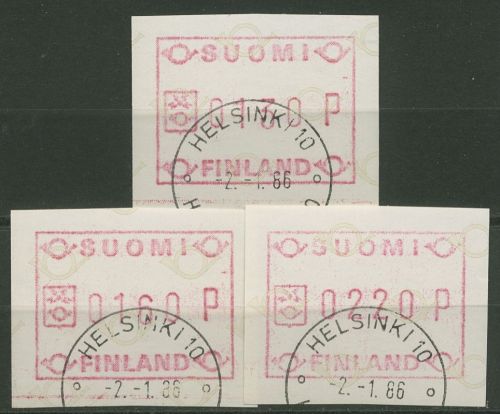 Finnland Automatenmarken 1986 kleine Posthörner Satz ATM 1.1 S 6 gestempelt