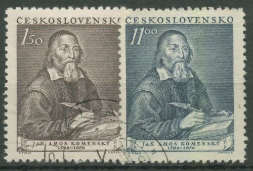 Tschechoslowakei 1952 Philosoph Jan Amos Comenius 717/18 gestempelt
