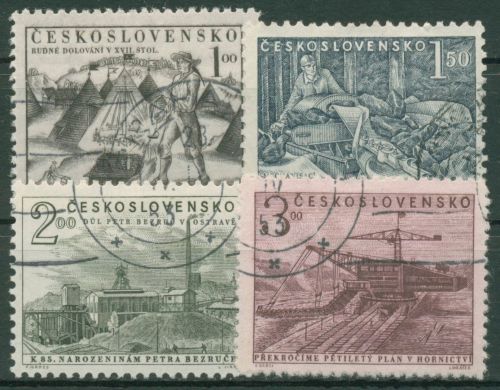 Tschechoslowakei 1952 Tag der Bergarbeiter Bergwerk Schemnitz 757/60 gestempelt