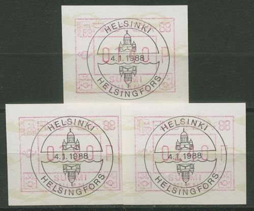 Finnland Automatenmarken 1988 FINLANDIA '88 Satz ATM 4.1 S 1 gestempelt
