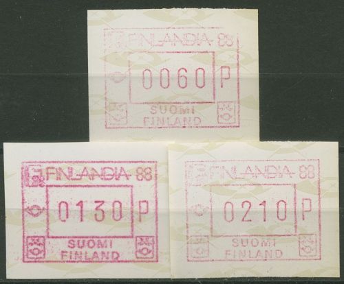 Finnland ATM 1988 FINLANDIA '88 Satz 60/130/210, ATM 4.1 S postfrisch